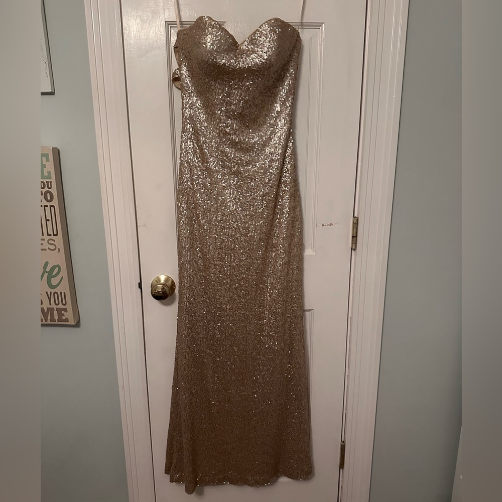 La Femme Gold Sequin Dress Style 17368